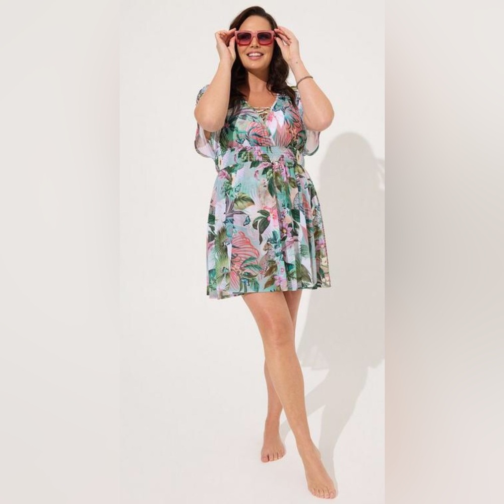 Mesh Smock Waist Coverup Dress size 2 - Picture 4 of 5